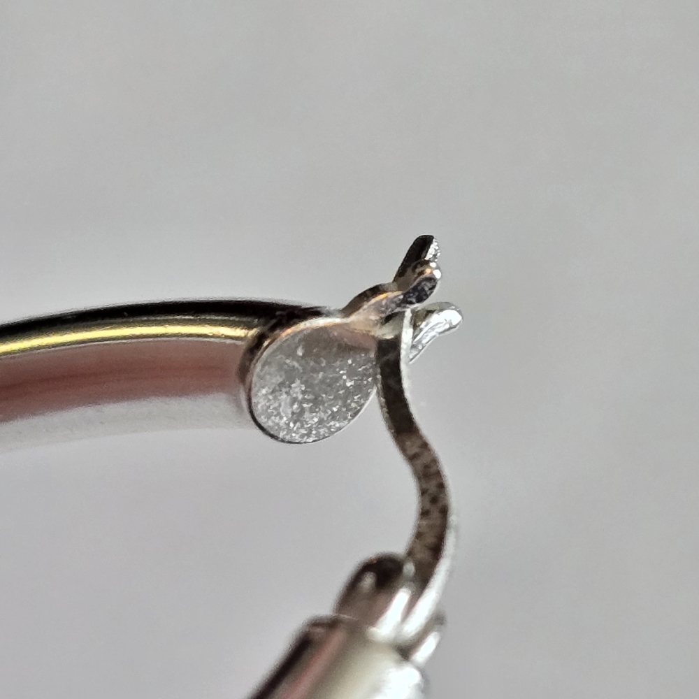 Sterling Silver hoop earrings 925 long elongated tube elegant classic - Picture 5 of 10